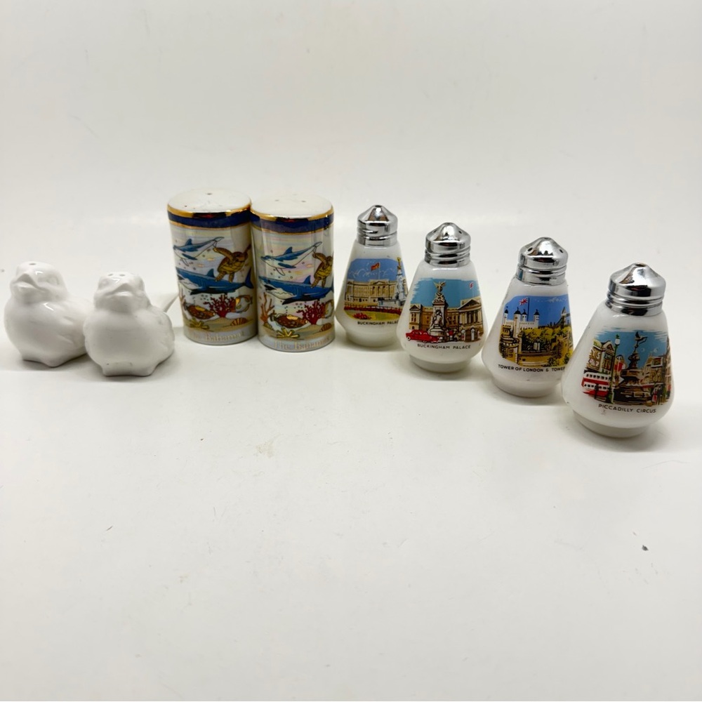 Souvenir Ceramic Salt and Pepper Shaker Set - White and Multicolor